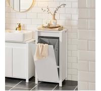SoBuy BZR100-W Armoire à linge avec sac à linge pliable Coffre à linge Panier à linge Armoire de salle de bain Blanc