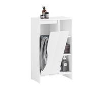 SoBuy BZR156-W Armoire à linge Commode de salle de bain Armoire de salle de bain avec sac à linge Étagère de salle de bain Meuble de salle de bain blanc LHT env. 50x86x30cm