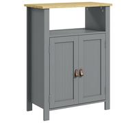 kleankin Meuble Rangement Salle de Bain Gris Naturel 2 Portes Étagère Réglable 60x30x80cm Aosom France