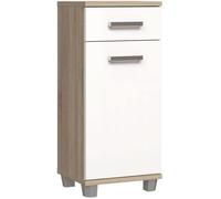 Meuble bas de salle de bain - L40 2 x P34 8 x H 90 8cm - Blanc et Chêne - VERIS