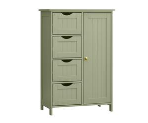 Meuble bas de Salle de Bain - VASAGLE - 4 Tiroirs - Placard avec Porte - Étagère Réglable - Vert Forêt