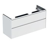 Meuble bas Geberit Renova Plan 504033001, 2 tiroirs, largeur 124,5 cm, structure et façade blanches laquées satinées