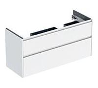 Meuble bas Geberit Renova Plan 504033011, 2 tiroirs, largeur 124,5 cm, structure et façade blanches laquées satinées