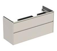 Meuble bas Geberit Renova Plan 504033DB1, 2 tiroirs, largeur 124,5 cm, structure/façade gris sable / laqué mat soyeux