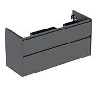 Meuble bas Geberit Renova Plan 504033JK1 2 tiroirs, largeur 124,5 cm, structure/façade lava/laqué mat soyeux