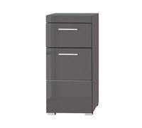 Meuble bas gris brillant 1 porte 1 tiroir Kelia 37 cm