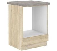 Meuble bas pour four encastrable avec plan de travail - L 60 x P 51,6 x H 85 cm - LASSEN Chêne G