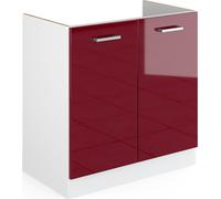 Meuble bas pour l'évier Vicco R-Line Rouge bordeaux Haute brillance 80cm avec portes, sans PT, Model 41932
