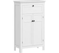 Meuble bas salle de bain style classique chic 2 portes 2 étagères tiroir blanc Blanc G