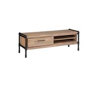Meuble TV industriel métal et bois Siam - L. 130 x H. 45 cm - Marron bois