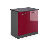 Meuble bas sous-évier R-Line, 80cm, PT Anthracite, Rouge brillant/Anthracite, Vicco 46106