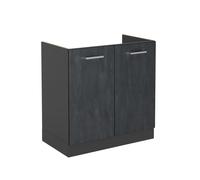 Meuble bas sous-évier R-Line, 80cm sans PT, Béton noir/Anthracite, Vicco 47478