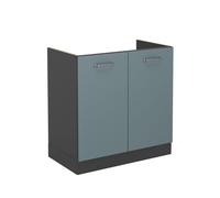 Vicco Meuble Bas sous-évier R-Line, Bleu-Gris, 80cm | 2 Portes · Sans plan de travail · Pieds réglables en hauteur · Grand espace intérieur ✓ · Librement combinable
