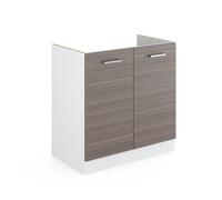Meuble bas sous-évier R-Line, 80cm sans PT, Gris noble/Blanc, Vicco 29718