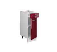 Meuble bas universel Vicco R-Line Rouge bordeaux Haute brillance 30cm avec tiroir, sans PT, Model 41749