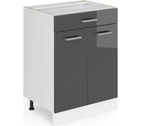 Meuble bas universel Vicco R-Line Anthracite Haute brillance 60cm avec tiroirs, sans PT, Model 41908