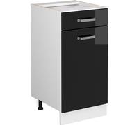 Meuble bas universel Vicco R-Line Noir Haute brillance 40cm avec tiroir, sans PT, Model 41655