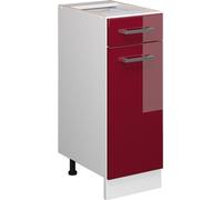 Meuble bas universel Vicco R-Line Rouge bordeaux Haute brillance 30cm avec tiroir, sans PT, Model 41749