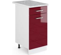 Meuble bas universel Vicco R-Line Rouge bordeaux Haute brillance 40cm avec tiroir, avec PT, Model 41646