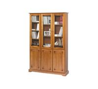 Meuble Bibliothèque Merisier 6 Portes 12 Niches L 120.6 H 182.2 P 33 cm - L 120.6 x l 33 x H 182.2 cm