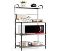Meuble Buffet de Cuisine à 4 Niveaux Multifonctionnelle COSTWAY, Etagère de Micro-Ondes et Four 60 x 34,5 x 136 CM, Pieds Réglables