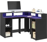 Meuble bureau LED noir 130x130x91 cm bois composite - Bureaux 3309448