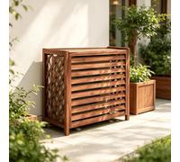 Meuble Cache Climatiseur Exterieur Brise Vue Persienne Etagere | Habillage a persiennes pour masquer le groupe exterieur et poser des plantes en surface.(85*80)