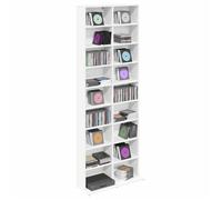 Meuble CD 65x23,5x175 cm en bois d'ingénierie blanc - 16 étagères - Charge maximale 15 kg - Pour CD et DVD - Format étroit 870094