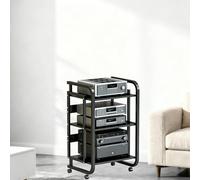Meuble Chaine HiFi Support Multimédia AV Détachable 3/4/5 Couches avec Roues Universelles, Support Audio DVD/CD, Étagère Multifonction for Salon, Salle De Jeux(3 Tier)