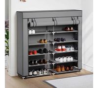 Meuble Chaussure Avec Housse 115x28x110 cm Tissu Gris | 5 Etaches, 10 Paires de Chaussures, Fermeture éclair Non Tissée, Léger, Sans Poussière