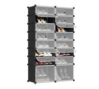 Meuble Chaussure WOLTU - DIY Rangement Chaussures avec Portes - Panneaux en PP - Design Empilable - Noir+Blanc