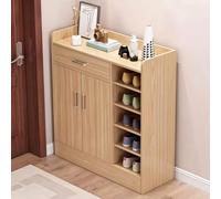 Meuble Chaussures en Bois avec 2/3/4 Portes et Tiroir Armoire à Chaussures Multifonctionnelle Anti-Poussière Peu Encombrante Étagères Réglables pour Meubles de Couloir D'entrée B,80*30*90CM