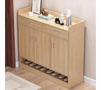 Meuble Chaussures en Bois avec 2/3/4 Portes et Tiroir Armoire à Chaussures Multifonctionnelle Anti-Poussière Peu Encombrante Étagères Réglables pour Meubles de Couloir D'entrée B,90*30*90CM