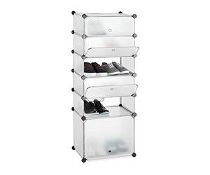 Meuble Chaussures étagère 6 casiers système Plug-in Porte Armoire Rangement HxlxP: 52 x 37 x 9 cm, Transparent
