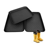 Meuble Chaussures - Lot de 3 Bacs à Chaussures 35x27,5x3 cm, Plateau Égouttoir Plastique Noir avec Bord Surélevé, Tapis de Séchage Polyvalent pour Intérieur & Extérieur, Idéal Pluie et Neige
