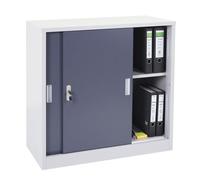 Meuble-classeur Boston HWC-F41, placard en métal avec portes coulissantes, 90x90x45cm anthracite