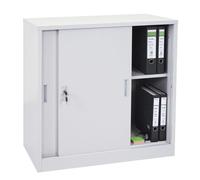 Meuble-classeur Boston HWC-F41, placard en métal avec portes coulissantes, 90x90x45cm gris