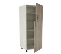 Meuble colonne de cuisine 2 portes coloris chêne cortez - Hauteur 200 x Longueur 60 x profondeur 58 cm