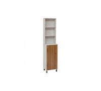 Meuble Colonne de Rangement avec une porte et 3 niches, coloris marron/blanc - Longueur 38 x Profondeur 30 x Hauteur 168 cm - -