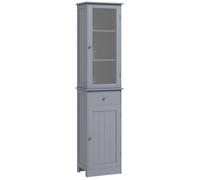 kleankin Meuble Colonne de Salle de Bain Placard Porte Acrylique Gris | 2 Étagères, 1 Étagère, Tiroir, MDF