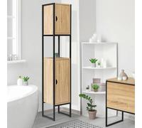 IDMarket Meuble colonne salle de bain DETROIT – 2 portes, 1 niche – design industriel
