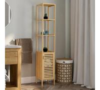 IDMARKET Meuble colonne salle de bain bambou BEA 1 porte