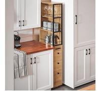 Meuble Colonne Étroit à roulettes avec 3 Tiroirs et 3 Étagères, Rangement Compact pour Cuisine ou Salle de Bain, Bois 20x40x170 cm