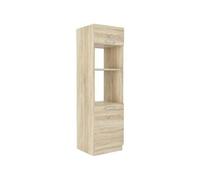 Meuble colonne four 2 portes battantes - Décor chêne sonoma - L 60 x P 57 x H 210 cm - LASSEN