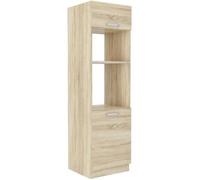 Meuble colonne four 2 portes battantes - Décor chêne sonoma - L 60 x P 57 x H 210 cm - LASSEN