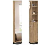 Meuble colonne salle de bain pivotant hêtre et noir