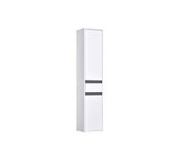 HOMCOM Meuble Colonne Rangement Salle de Bain Style Contemporain 2 placards 3 étagères et tiroir Coulissant Panneaux Particules Blanc