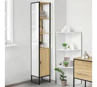 Meuble Colonne Salle De Bain 1 Porte Avec Miroir Et Étagères