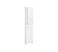 Meuble colonne salle de bain 3 niches placard porte persienne 3 étagères MDF panneaux de particules blanc