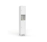 IDMARKET Meuble armoire colonne salle de bain ARSENE 2 portes 1 niche bois blanc
